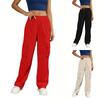 Women's Fashion Casual Sports Solid Color High-waisted Flip Pocket Cargo Pants