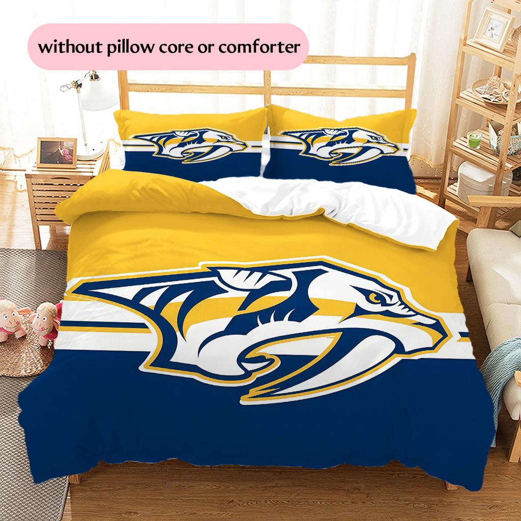 Nashville Predators Pattern Bedding Quilt Set Home Decoration Gift (1 * duvet cover + 2 * pillowcase without core)