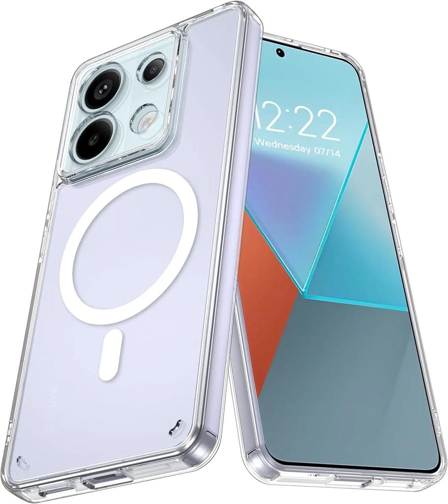 for Magsafe Clear Phone Case for Xiaomi Redmi Note 13 Pro 4G 5G Shockproof Acrylic Transparent Cover for Redmi Note 14 5G 13 4G