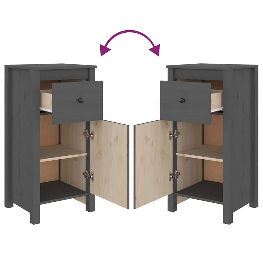 Sideboards 2 Pack Gray 40x35x80 cm Solid Pine Wood