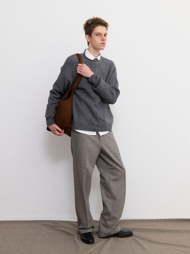 FRAGE Side-Fold Wool Slacks - Sand Grey