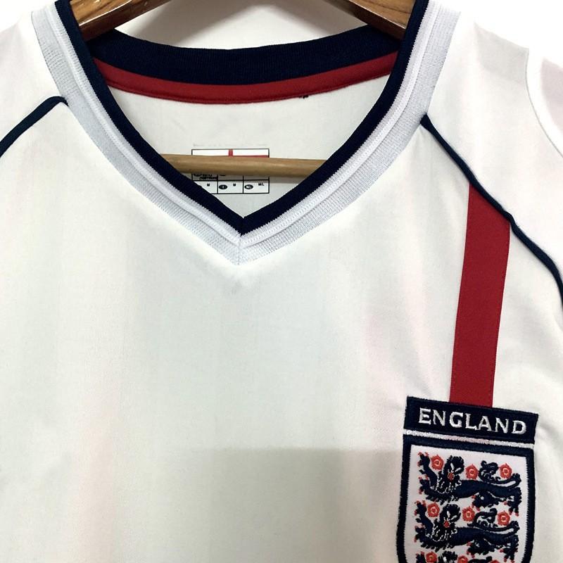 2002 England Home Football Jersey Long Sleeve Beckham Owen National Team Sports Top