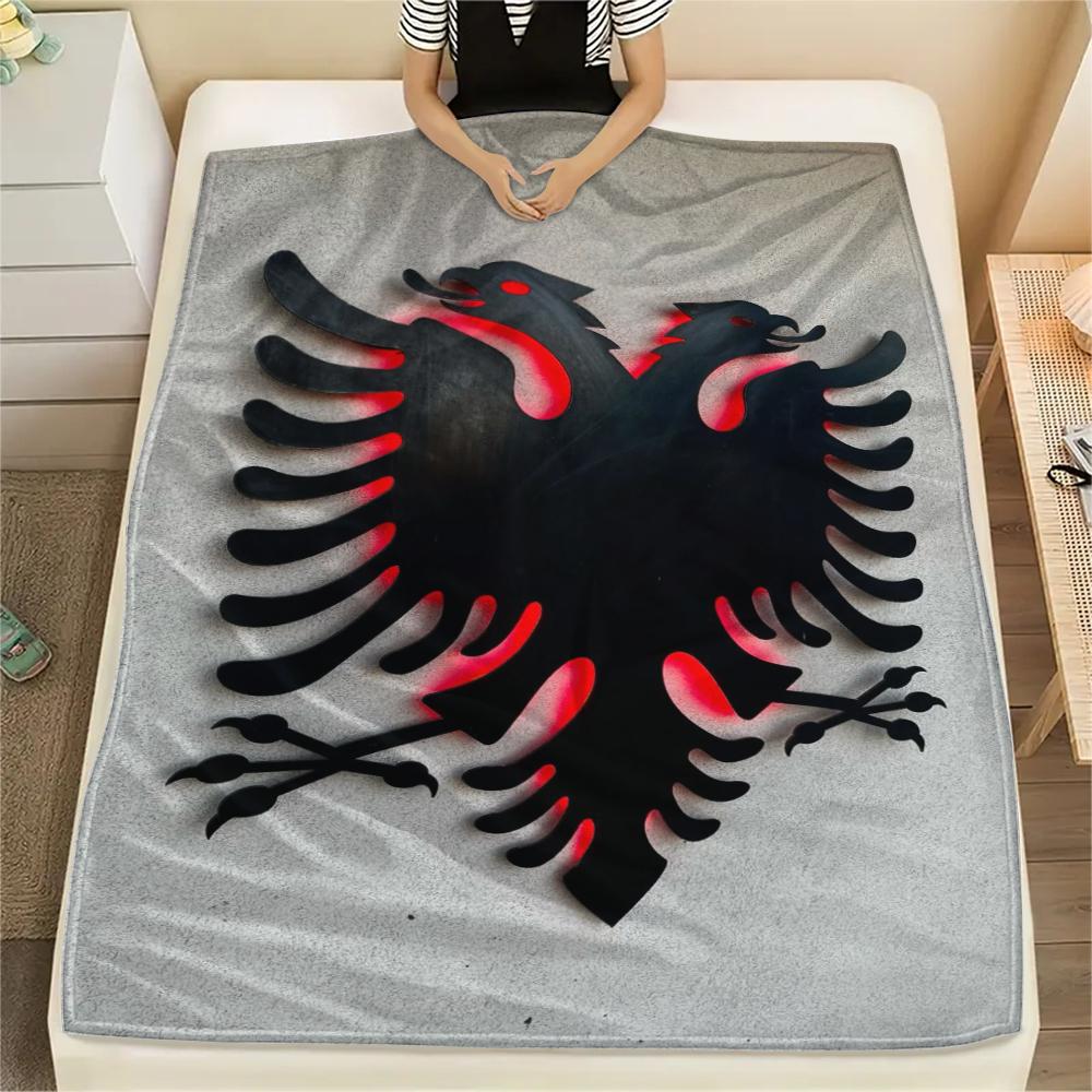 1pc Republic of Albania Print Flannel Blanket, High quality Comfortable for All Seasons, Home Decor, Warmth and Comfort, Perfect for Christmas Gifts79