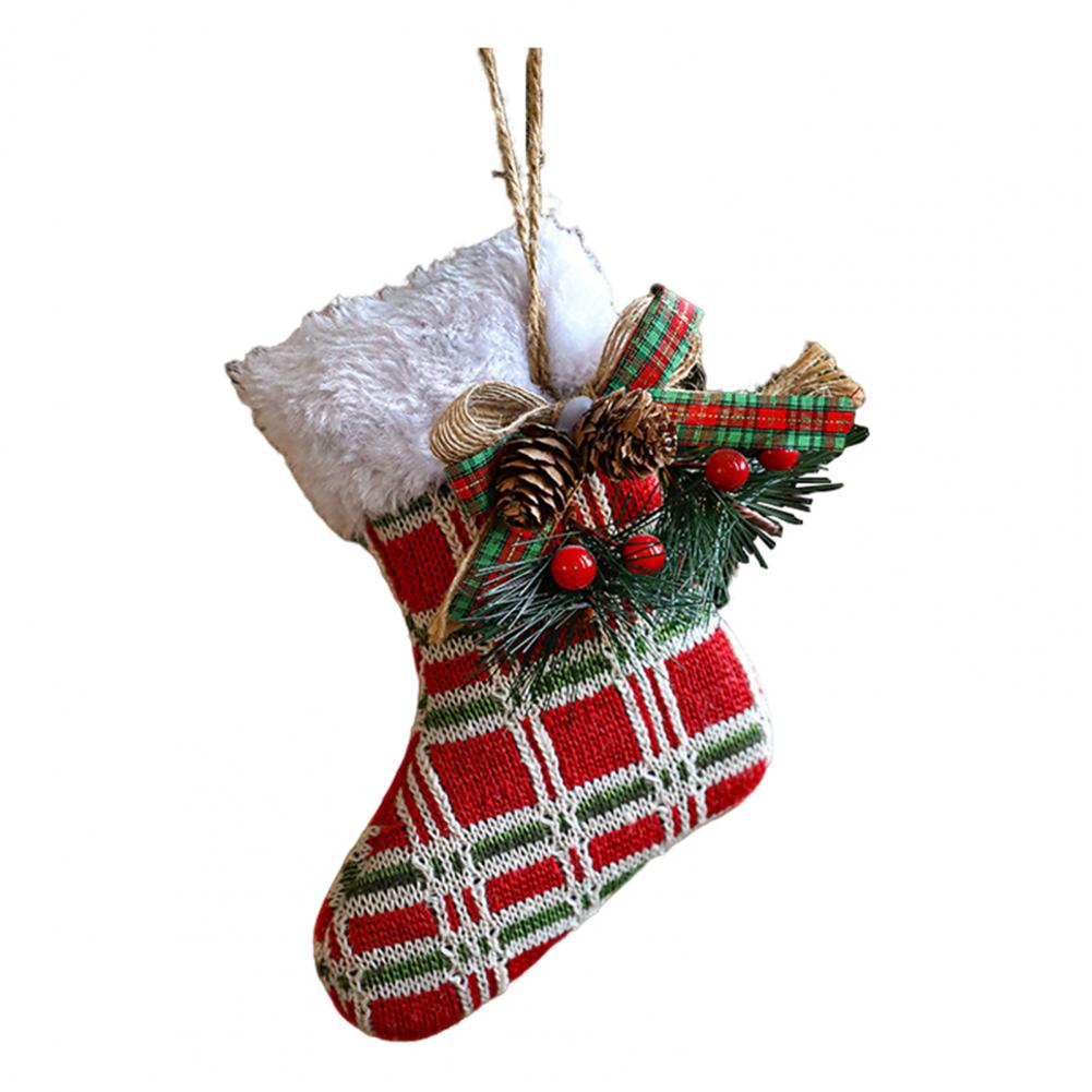 Holiday Party Decorations Christmas Ornament Set Buffalo Plaid Christmas Tree Ornaments Stocking Sweater Hat