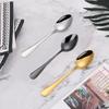 4/6/12Pcs Sliver Dessert Spoons Stainless Steel Gold Spoon Set Cake Snack Salad Spoon Mirror Black Thin Cutlery Simple Tableware4