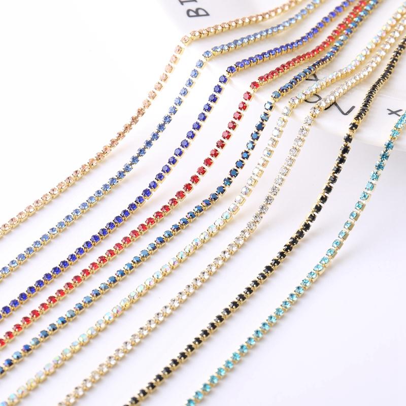 5M Rhinestone Drill Chain 2mm Glass Rhinestone Claw Chain Trim DIY Sewing Costume Craft Performance Clothing Decor Accessories