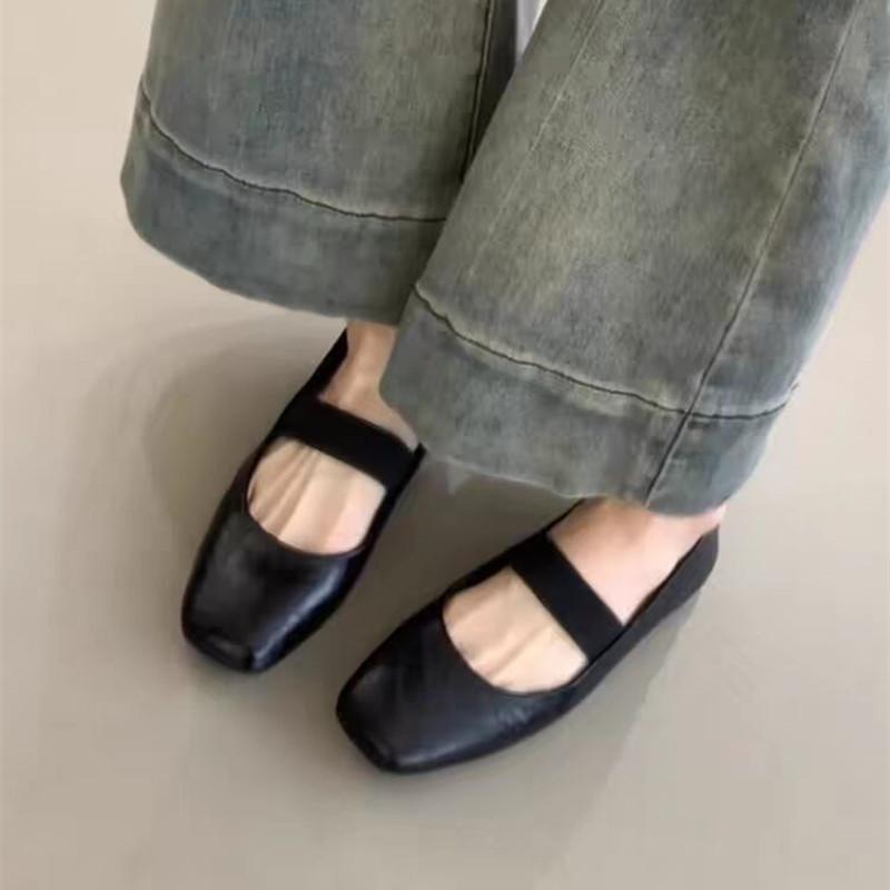 Корейская версия ретро-туфель Мэри Джейн с неглубоким носком, женская весна 2025 года, универсальная, мягкая подошва, удобная, плоская, бабушкина обувь