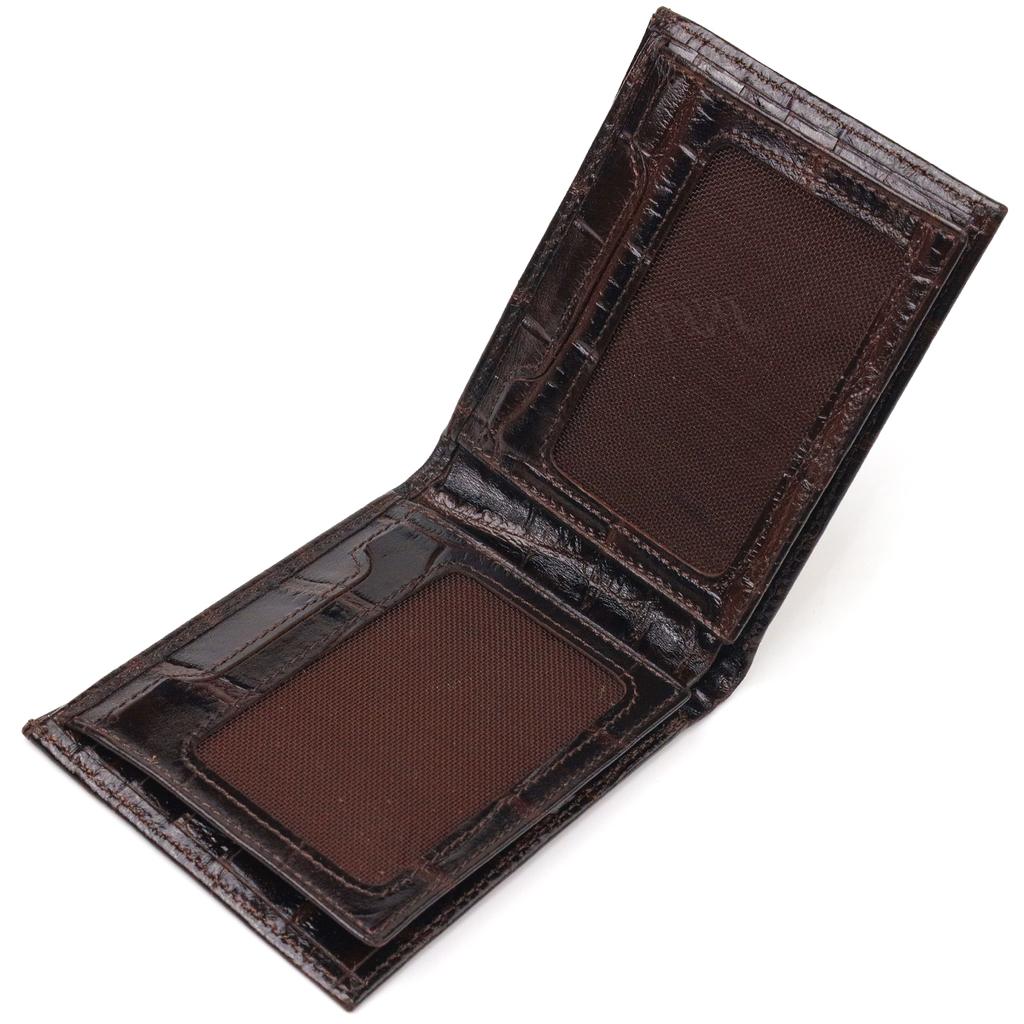 Миниатюрное мужское портмоне из натуральной фактурной кожи CANPELLINI Purse 21521 Коричневое