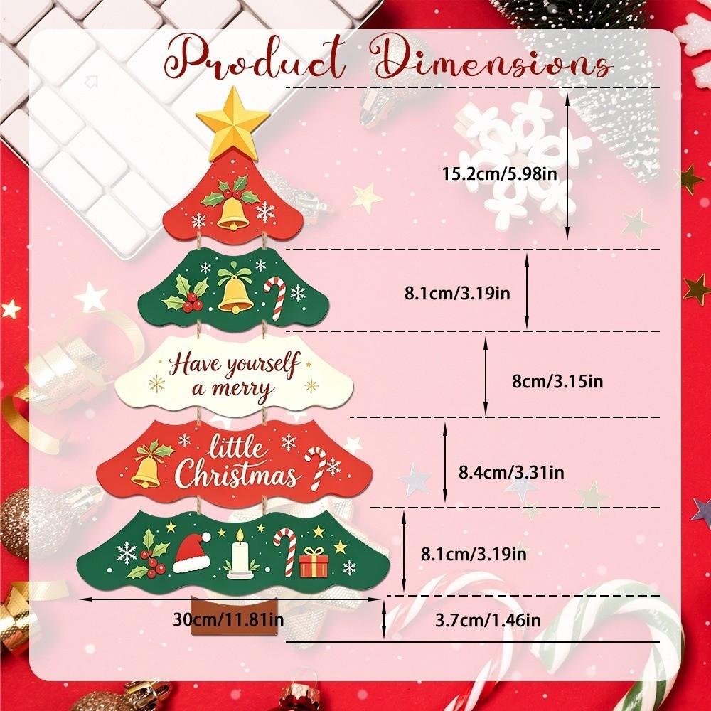 Cartoon Christmas Tree Door Sign Paper Door Hanging Ornament Xmas Hanging Flag Retailers
