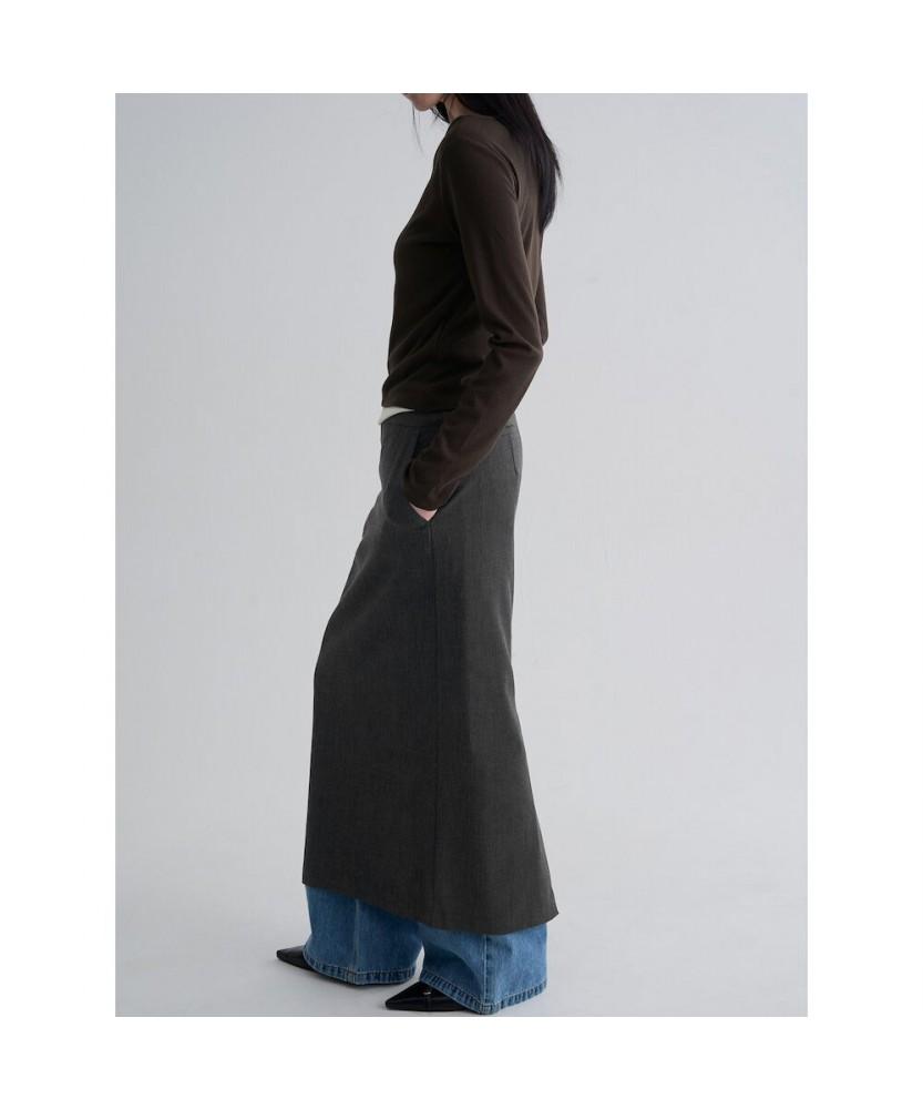 8SECONDS Color Block Layered Long Sleeve T-Shirt Brown