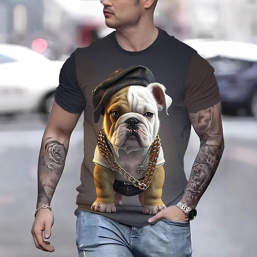 Летний топ с круглым вырезом и принтом 3D-собаки, модные повседневные футболки с короткими рукавами для мужчин