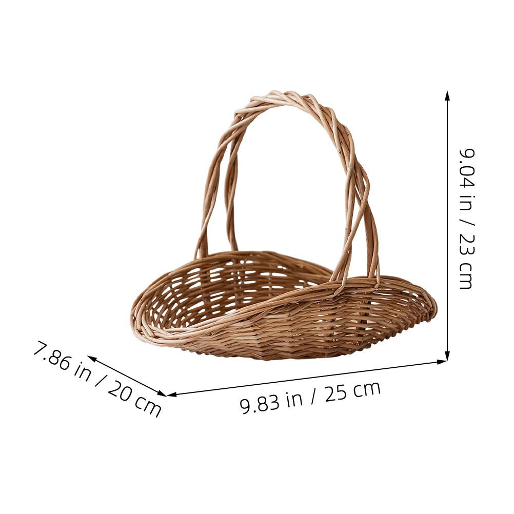 Large Capacity Handwoven Rattan Picnic Basket Portable Basket for Vegetable Fruit Flower Garden Outdoor Picnic Carrying Storage