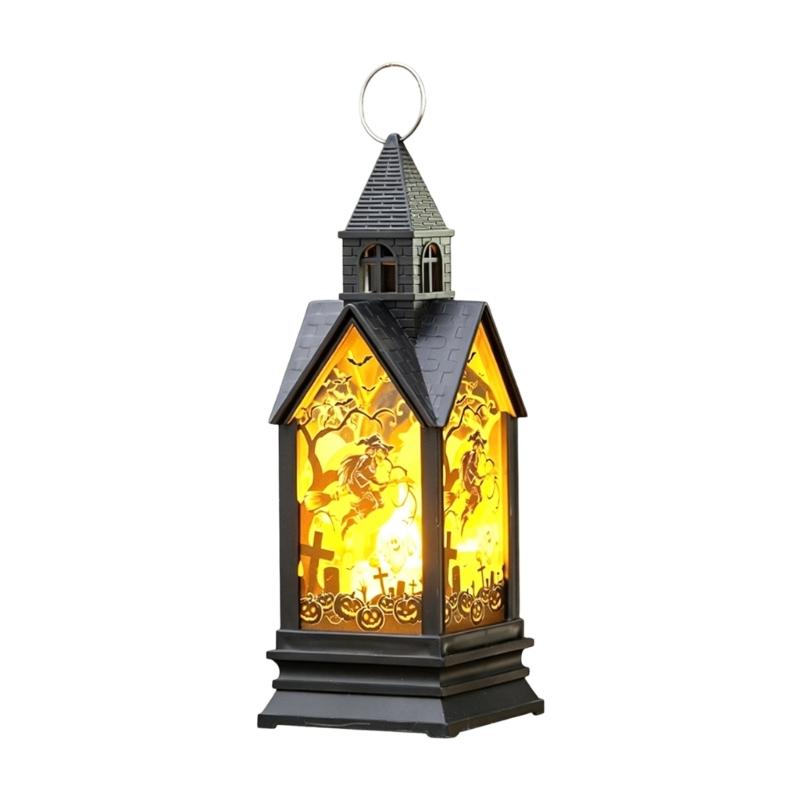Warm Light Seasonal Halloween Accent Piece for Shelf Display or Hanging Use, Handle Top Indoor Party Styling Use