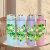 1PC Heart Shape Clover Leaf Art 750ml Color Plastic Sports Water Bottle Leakproof Flip Straw Lid Suitable for Sports Office Home Use