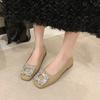 Fashion 2024 Hot Sale Ladies Shoes Shallow Women's Flats Fashion Crystal Daily Flats Women High Quality Round Toe Flat Low Heels Zapatos