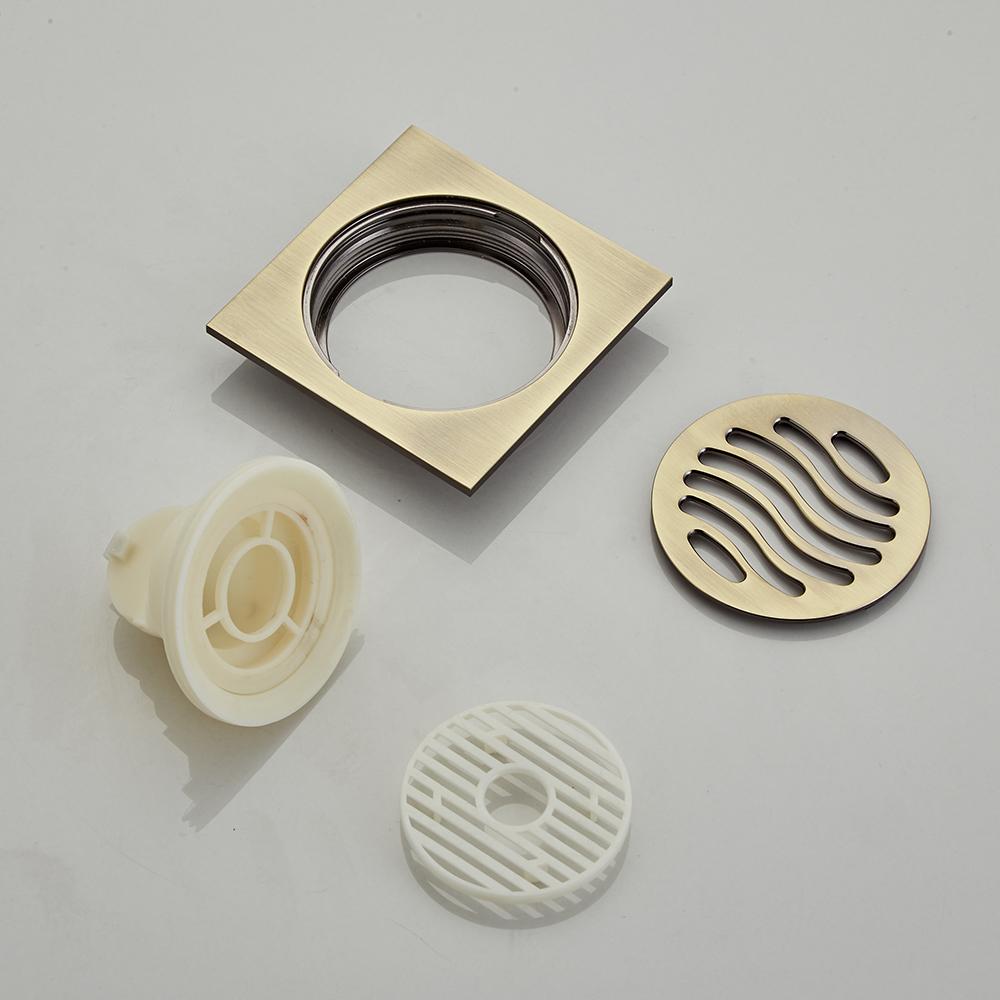 YUNDOOM  Anti Odor Strainer Water Square Shower Bathroom Modern Bath Channel Brass Floor Drain