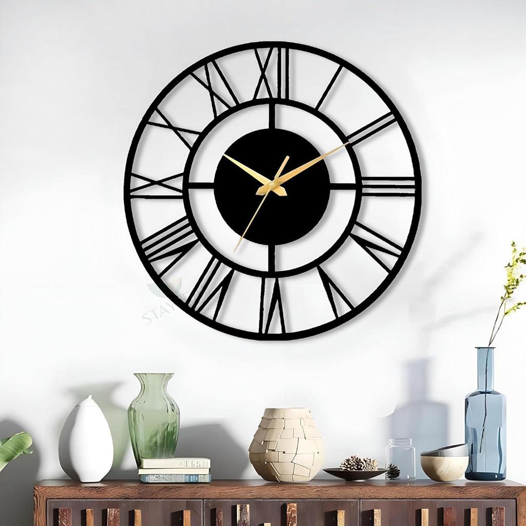 60 Cm / Metal Wall Clock for Living Room Stylish Latest | Fancy Big Size Wall Watch for Hall, Bedroom, Kitchen, Drawing Room