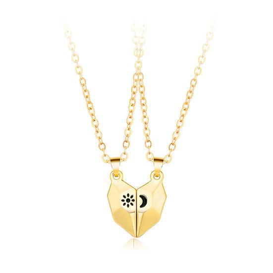 1 пара цепочек на ключицы, индивидуальные, парные магнитные кулоны в виде солнца и луны, парные ожерелья для пары, ювелирный аксессуар