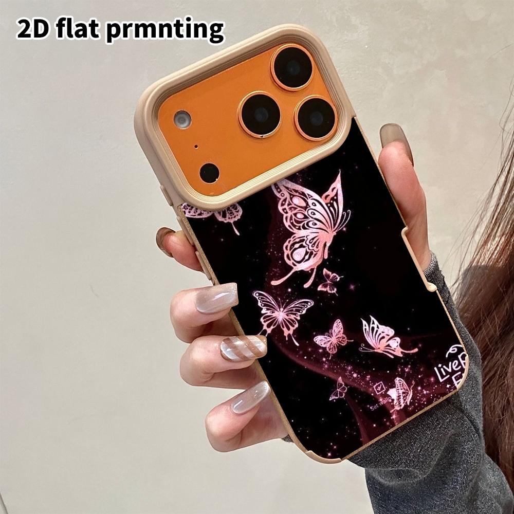 Phone Case: 2D flat lambskin suitable for iPhone 18 17 16 15 14 13 Pro film protective case,glowing butterfly, Christmas and Halloween holiday gift