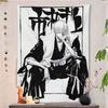 Black White Style bleach Anime Character Tapestry Japanese Print Wall Hanging Background Cloth Bedroom Dorm Apartment Home