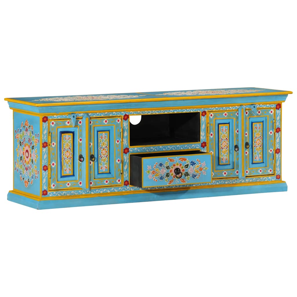 Blue TV Cabinet 110 x 30 x 40 cm Solid Mango Wood