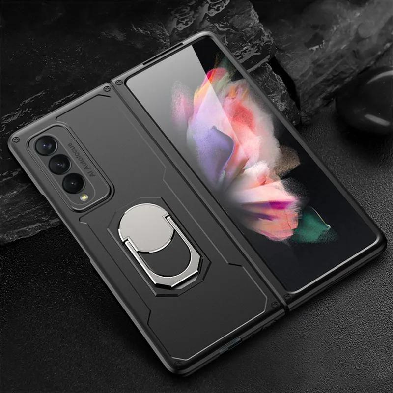 Для Samsung Galaxy Z Fold 3 5G Чехол Бронированный Чехол с Держателем-Кольцом 360° Кронштейн Жесткий ПК Защитная Крышка Для Galaxy Z Fold 3 2