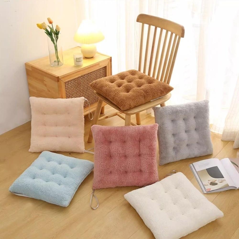 40×40cm Plush Seat Cushion Solid Color Dining Chair Cushion Cozy Office Chair Pad Home Office Use