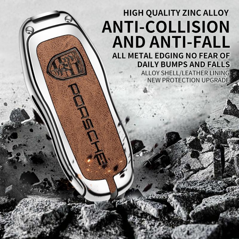 Чехол-брелок из цинкового сплава и кожи, бесключевая оболочка для Porsche Panamera Spyder Carrera Macan Boxster Cayman Cayenne 911 970 981