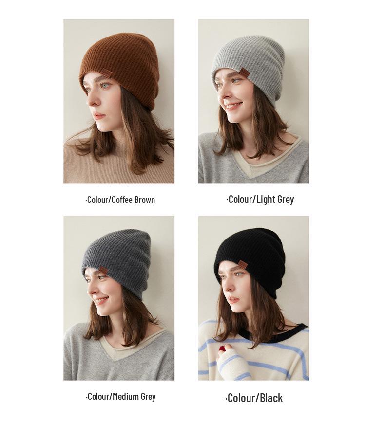 Women's 100% Pure Cashmere Knitted Hat – Fashionable, Versatile, and Warm