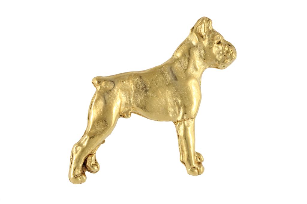 Boxer, German Boxer II - gold-plated pin brooch, elegant dog ornament, unique pin by Art-Dog brand