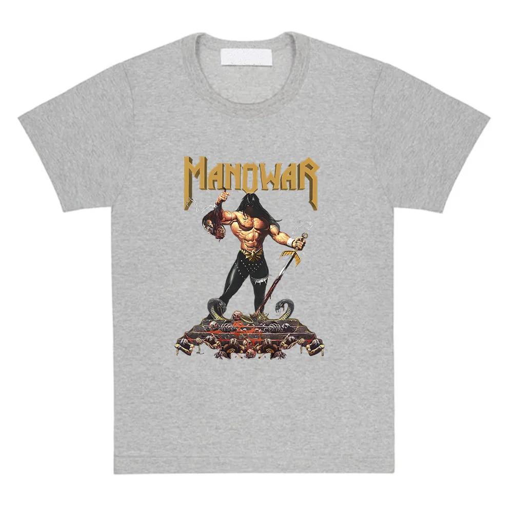 Manowar Футболки с принтом хип-хоп группы Тур The Blood Our Enemies 2025 Футболки с коротким рукавом Женская футболка Женская одежда Графическая футболка