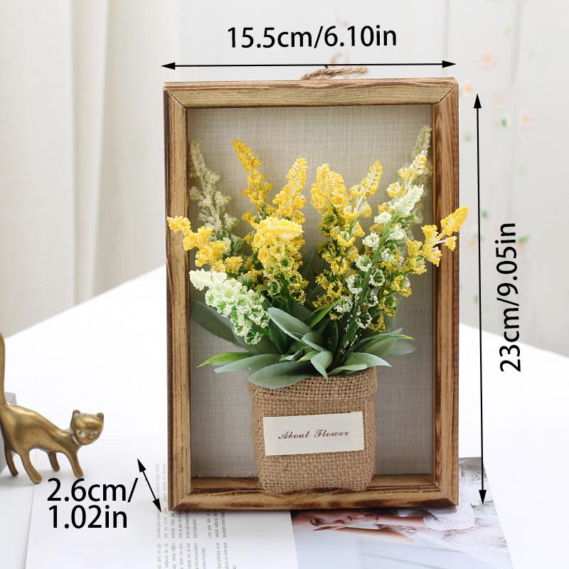 Wood Photo Frame Imitation Flowers Decoration 3D Handmade Artificial Flower Wall Hanging