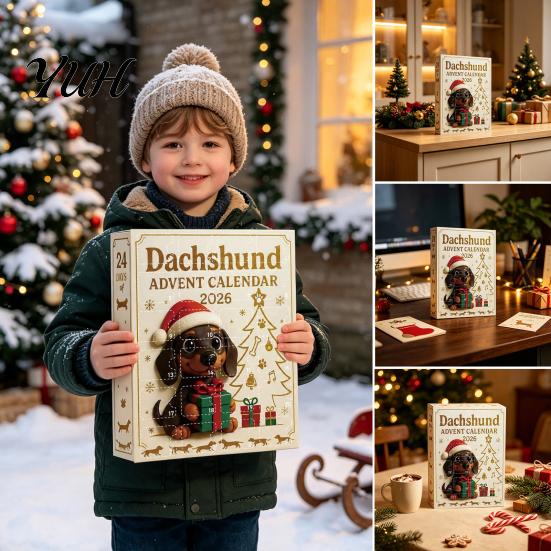 24 Days Surprise Charms 2026 Dachshund Advent Calendar, Christmas Dog Collectible Set, Pcs Collector Items 2D Acrylic Holiday Figures Countdown