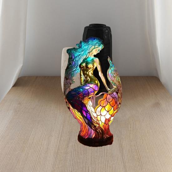 Декоративная настольная лампа в винтажном стиле, дизайн русалок-драконов, яркий цвет, привлекательный богемный цоколь из смолы, сексуальная одежда для взрослых