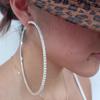 Les Trésors De Lily [R7221] - Silver White 'Sissi' Rhinestone Hoop Earrings - 8 Cm 2 Mm