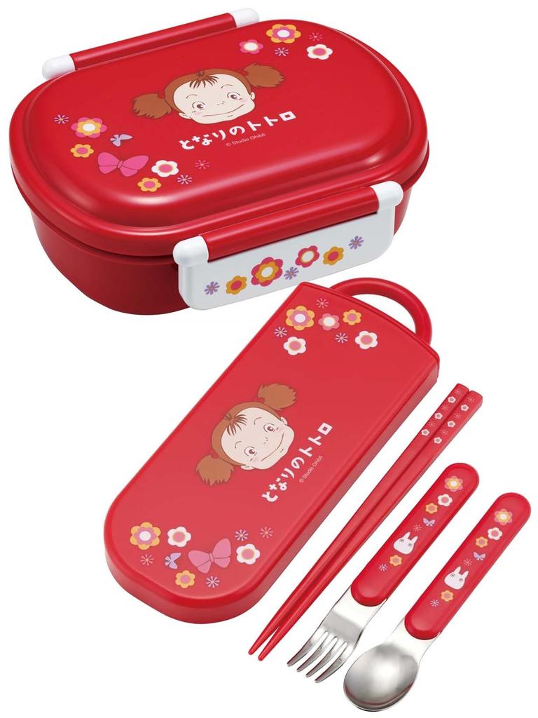 Skater Bento Trio and Made In Studio Ghibli Totoro Bento Box for TACC2AG Children's Set, Chopsticks, Spoon, Fork, Kids' Cutlery, Antibacterial,