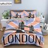 UK London Style King Queen Duvet Cover British Elements Bedding Set for Teens Adults London Bridge Big Ben Polyester Quilt Cover