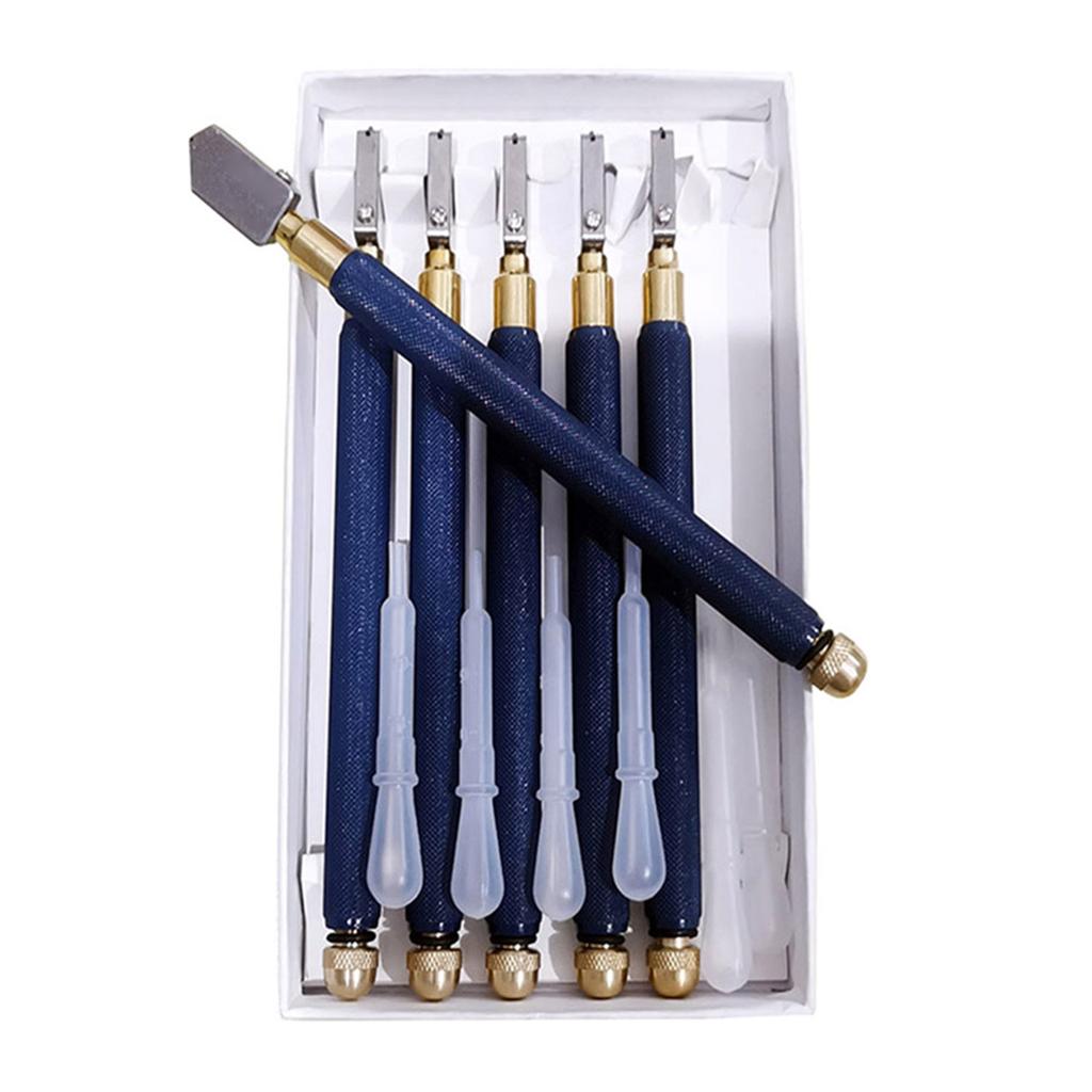 6pcs/Set TC-17 Oil Glass Cutters Metal Handle Diamond Straight Head Cutting Tool 5-12mm Suitable for Cutting Glass Tile