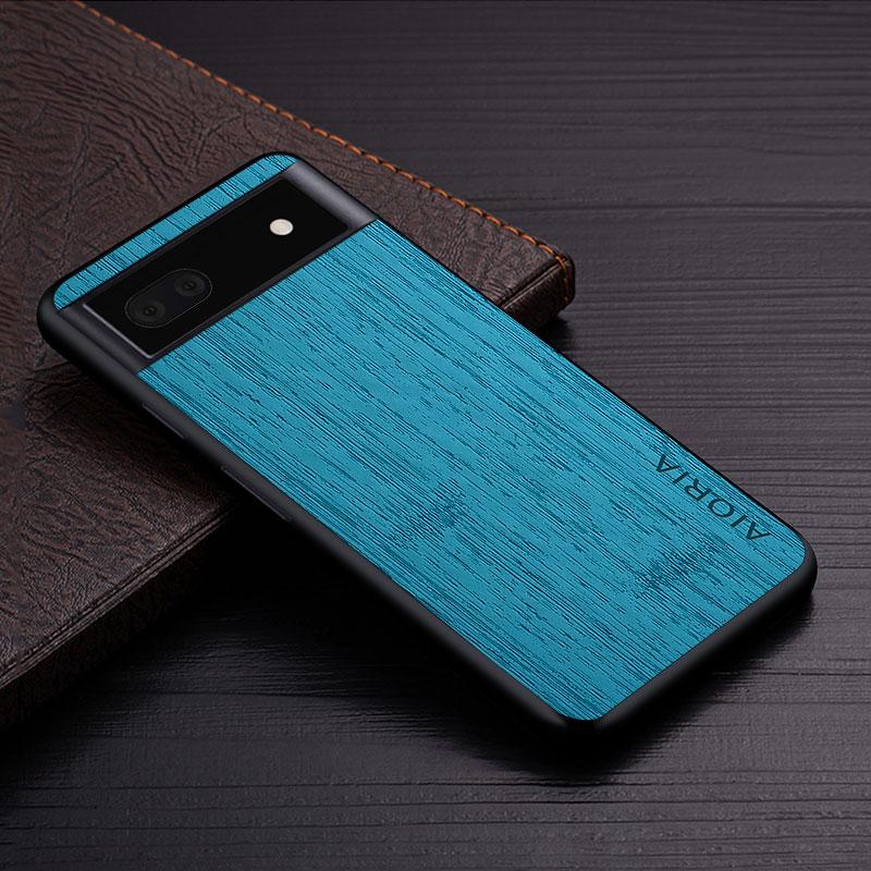 Case for Google Pixel 6A 5G Funda Bamboo Wood Pattern Leather Phone Cover Luxury Coque for Google Pixel 6a Case Capa