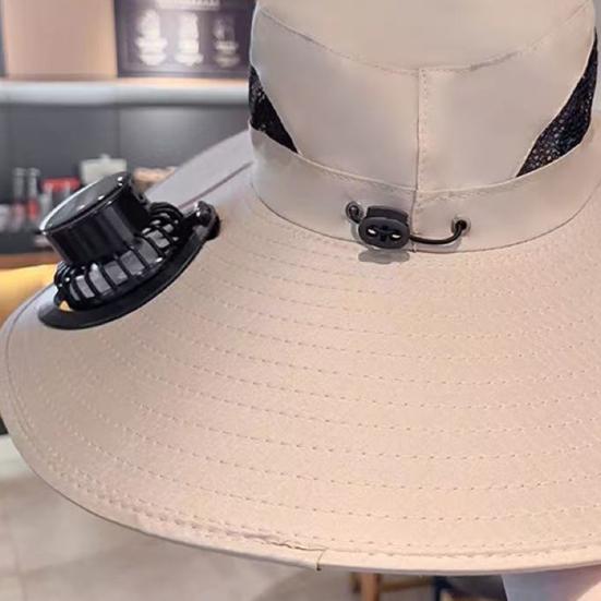 Buckle Hat with Dual Fans Large Battery Solar Charging Full-Face Sun Protection Large Brim Sun Hat Adjustable Drawstring Walking Cooling Hat