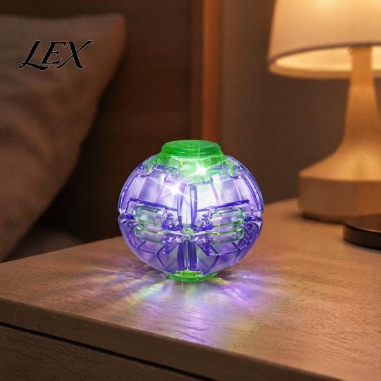 Portable Stress Reducers Press Fidget Spinner with LED Light, to Spin Transparent Ball for Quiet Desk Toys Anxiety Relief, Accessory Office,