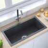 VIDAXL Undermount Kitchen Sink - Black - 1 Bowl - 60x30x20cm - Brushed Stainless Steel - Food Grade