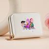 Kpop Hunter Witch Crew Classic Pebble Leather Coin Purse Short Accordion Wallet with Dual Zippers, Multi-Slot Card Holder