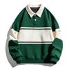 Men's Sweatshirt Autumn New Trendy Brand Hong Kong Style Popular Loose Color-blocked Lapel Sweatshirt for Men