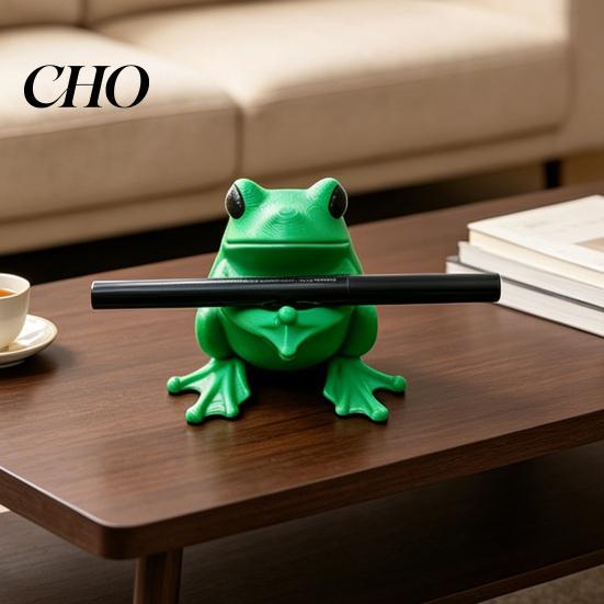 Unique Pen Stand 3D Printed Cute Frog Holder, Bright Green with Pen-Grabbing Structure, Study Table Holder Anti-Slip Desktop Organizer for Pens