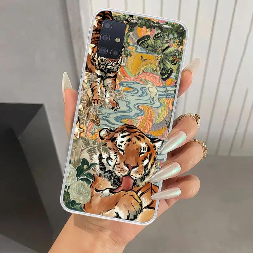 Superior Tiger Pattern Art Phone Case for Samsung Galaxy A52 A32 A22 A12 A02S A50S A30S A10S Note 20 Ultra 10 Plus S10 A31 A20 A