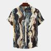 Новая летняя мужская рубашка с короткими рукавами и гавайским принтом больших размеров