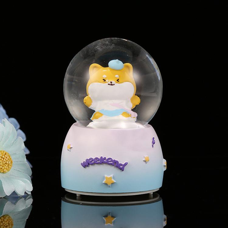 Милый фиолетовый лавандовый медведь, светящийся мини-кристальный шар, подарок на день рождения ребенка, настольное полимерное украшение