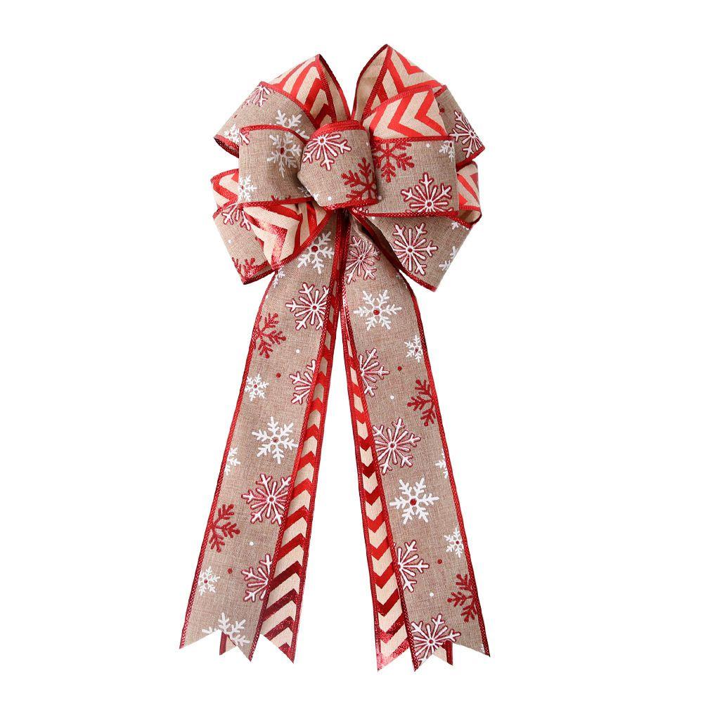 Festive Christmas Wreath Double Bow For Indoor And Outdoor Decorations