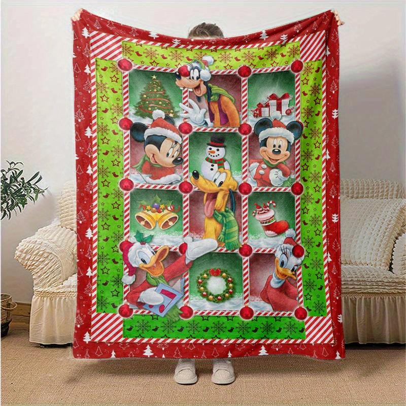 1pc. Christmas Disney Characters Blanket, Festive Holiday Decor for Home, Soft Throw Blanket for All Seasons, Soft Flannel Throw Blanket, Li